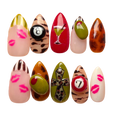 Set of nail art designs on a white background